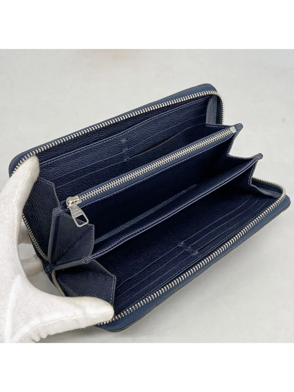 Louis Vuitton Wallet Monogram Empreinte Flower Studs Zippy Marine Metal